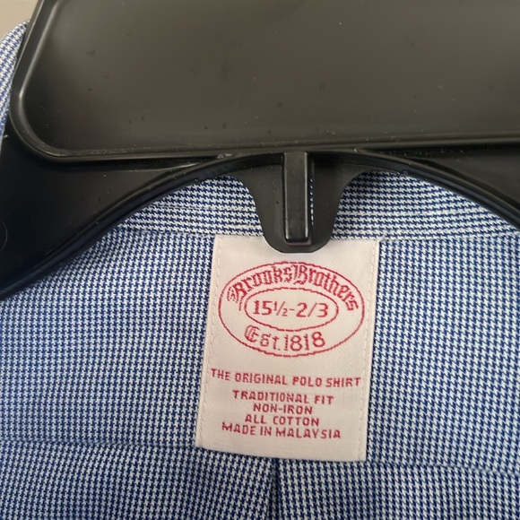 Blue houndstooth Brooks Brothers original polo shirt. Size 15.5 -.66 - Picture 2 of 3